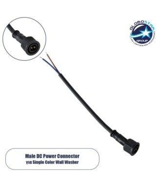 GLOBOSTAR® WWCONNECTOR 90715 2 Pin Σύνδεσμος Τροφοδοσίας για Wall Washers & Προβολείς με Είσοδο 2 x 0.5mm2 & Έξοδο 1 x Αρσενικό Βύσμα Αδιάβροχο IP65 - Μαύρο - Μ21 x Π2 x Υ2cm